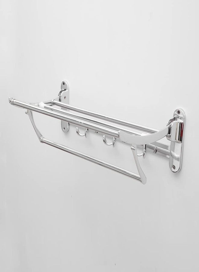 SAMANEA TR-F18 Stainless Steel Folding Towel Rack |Towel Stand | Hanger | Bathroom Accessories for Bathroom (18 inch, Chrome, SS202) - Image 3